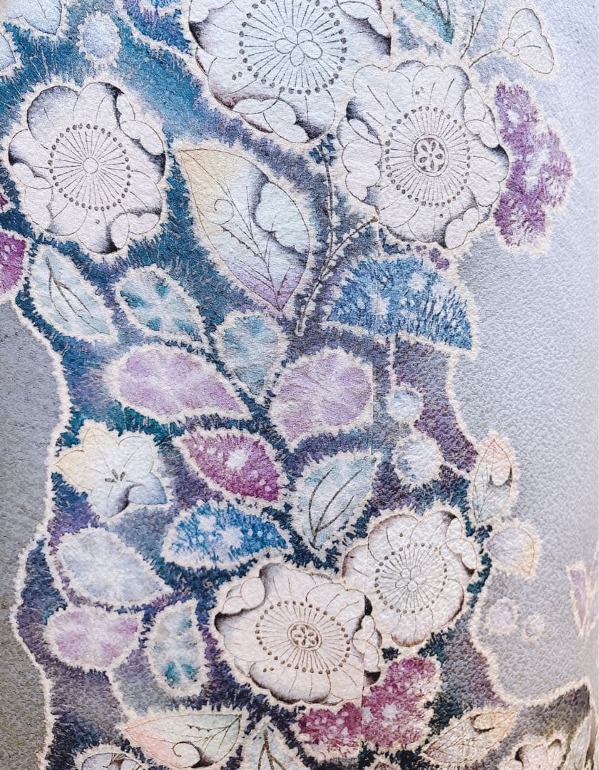 15日引下　美品　作家物　訪問着　フルセット　辻が花　翠山工房　裄67 S M