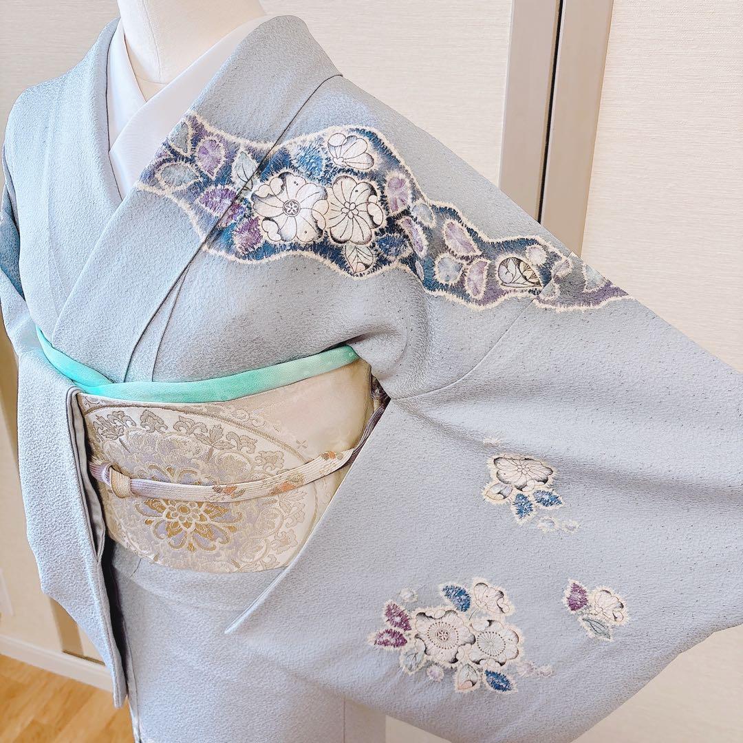 15日引下　美品　作家物　訪問着　フルセット　辻が花　翠山工房　裄67 S M