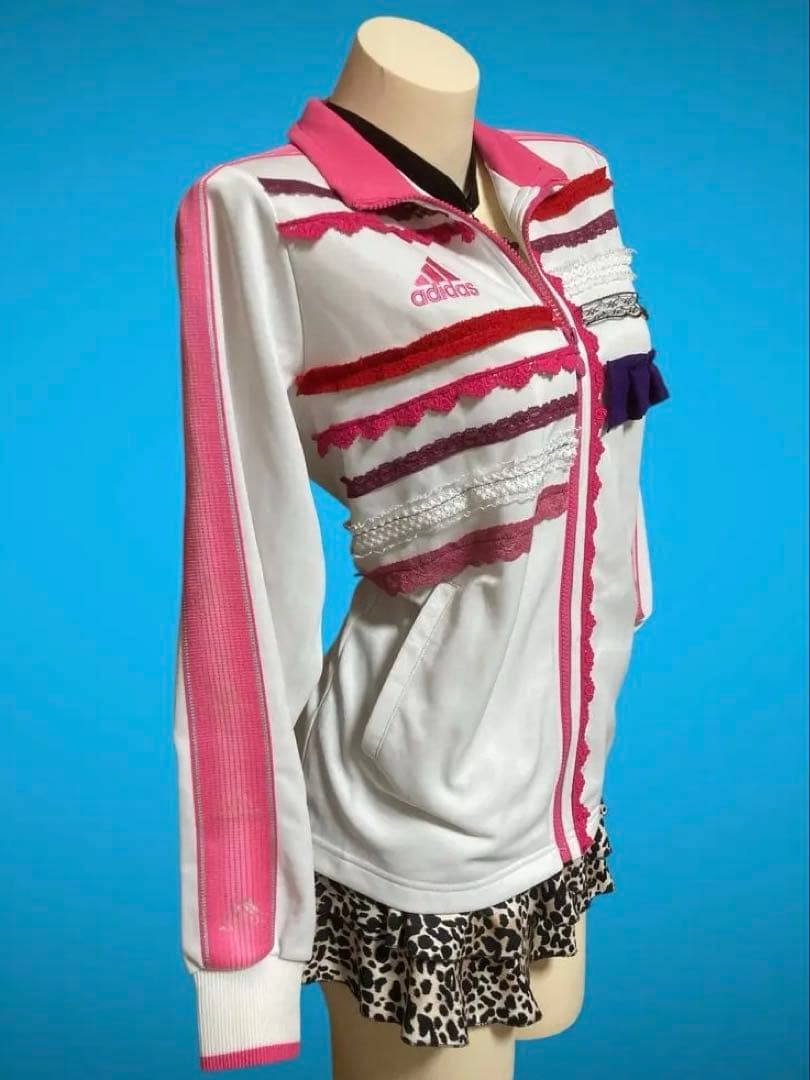 y2k再構築adidas白平成ギャルレースふりふりトラックジャケット小悪魔古着屋