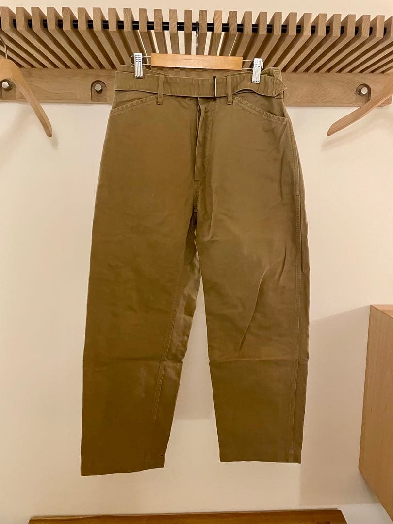 COMOLI 17AW コットンリネン ベルテッドパンツ L03-03007