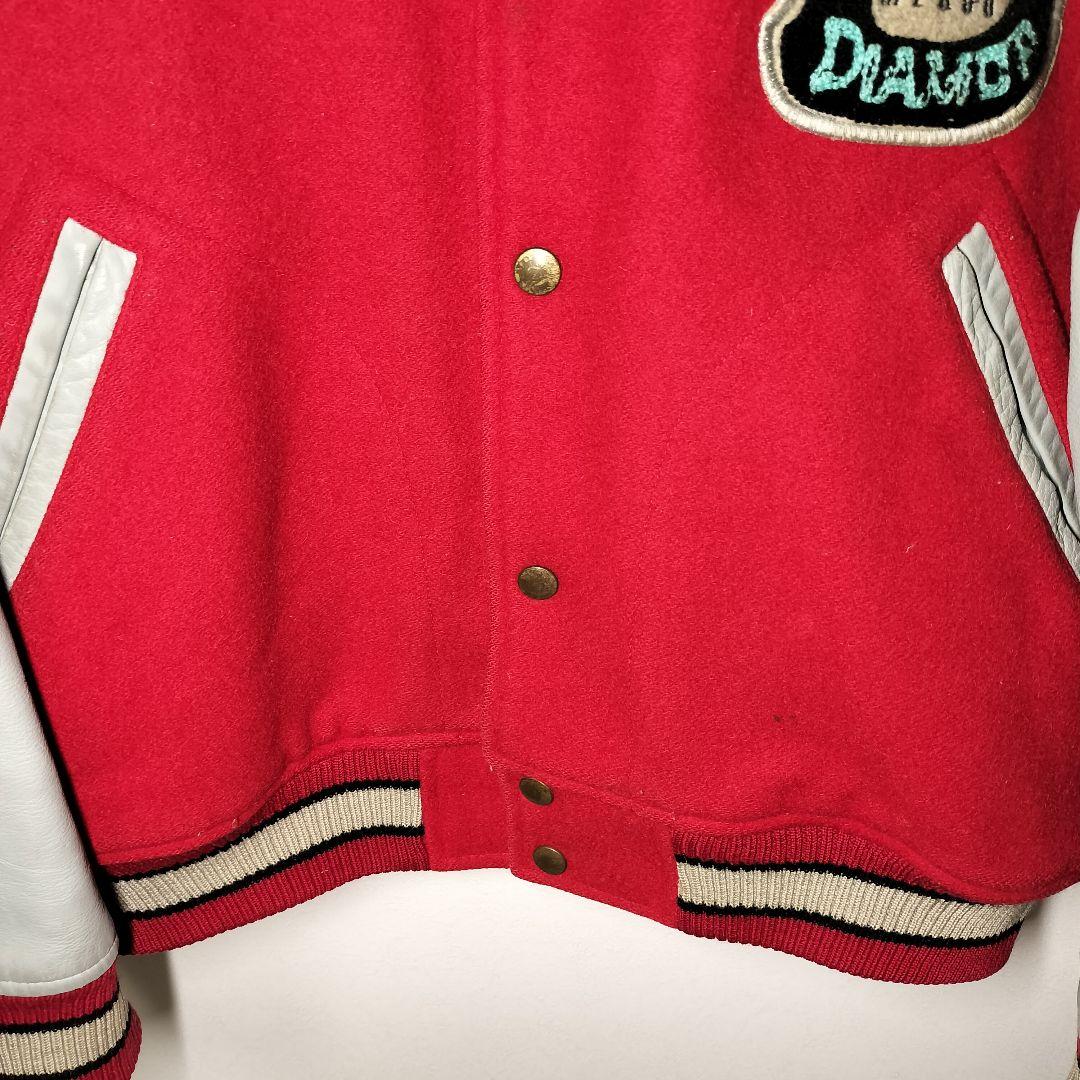 スタジャン 短丈 ヴィンテージ USED ユーズド 古着 L アメカジ レッド赤