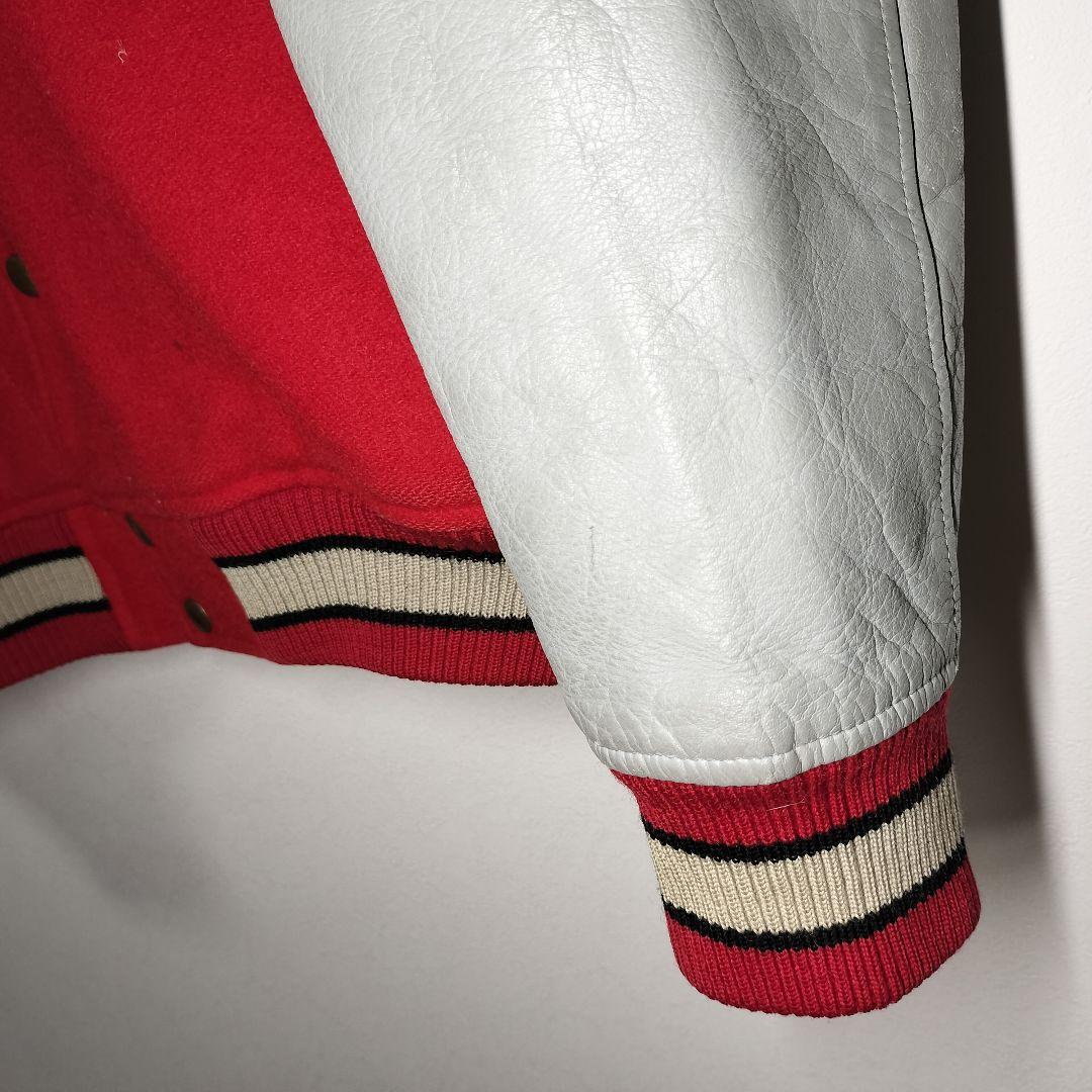 スタジャン 短丈 ヴィンテージ USED ユーズド 古着 L アメカジ レッド赤