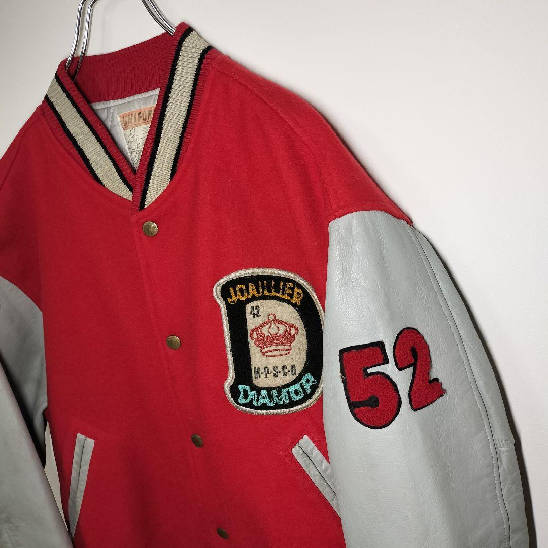 スタジャン 短丈 ヴィンテージ USED ユーズド 古着 L アメカジ レッド赤