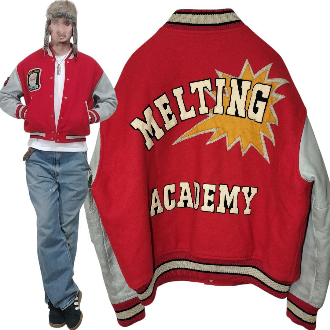 スタジャン 短丈 ヴィンテージ USED ユーズド 古着 L アメカジ レッド赤