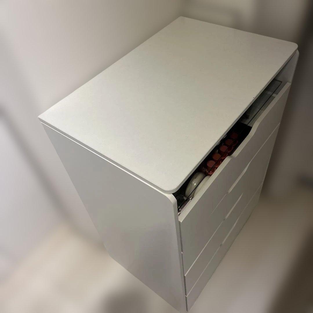 1台3役 ドレッサー キャビネット サイドテーブル 鏡付き スツール付き