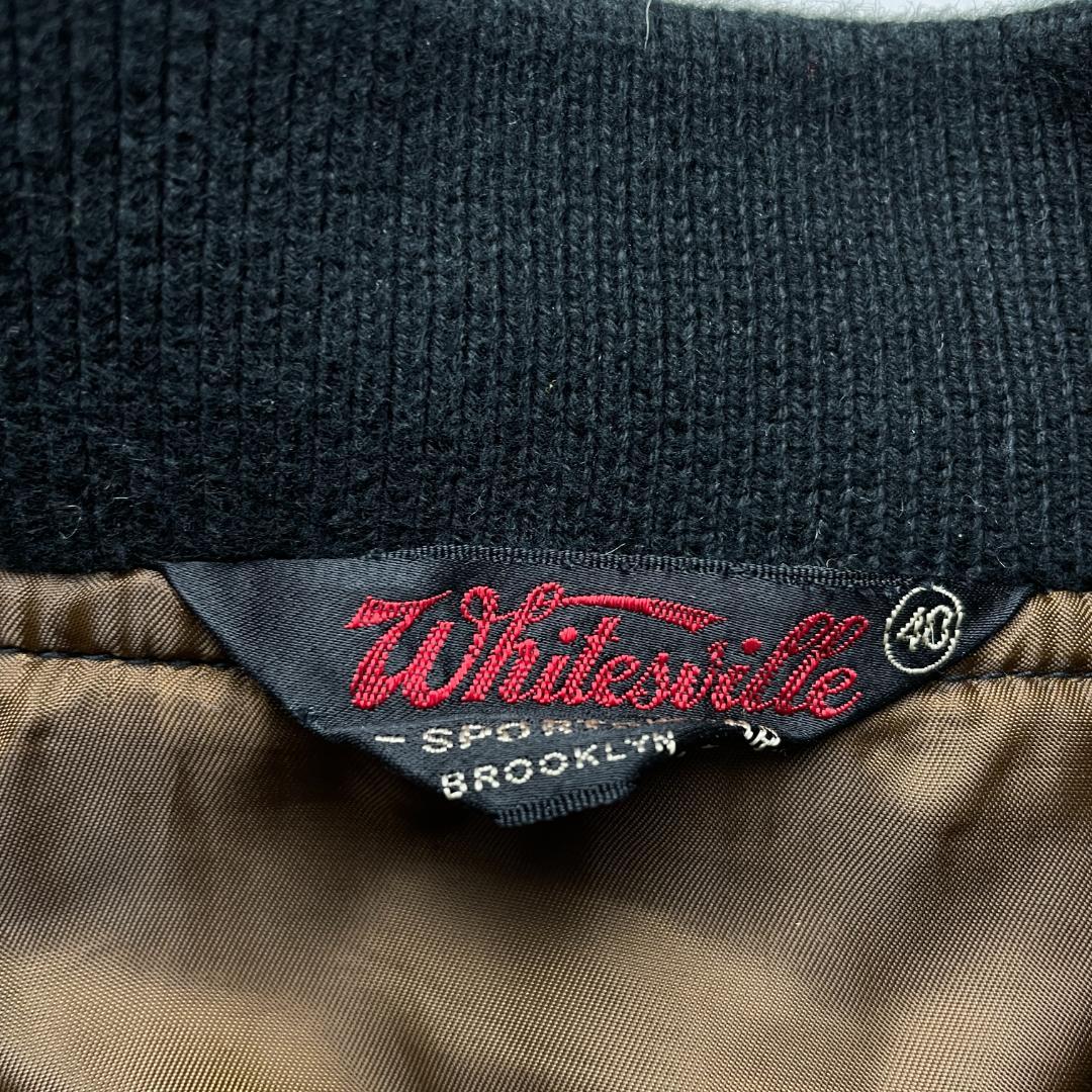 ホワイツビルレタードワッペンボアスタジャン黒ブラック40l東洋エンタープライズ