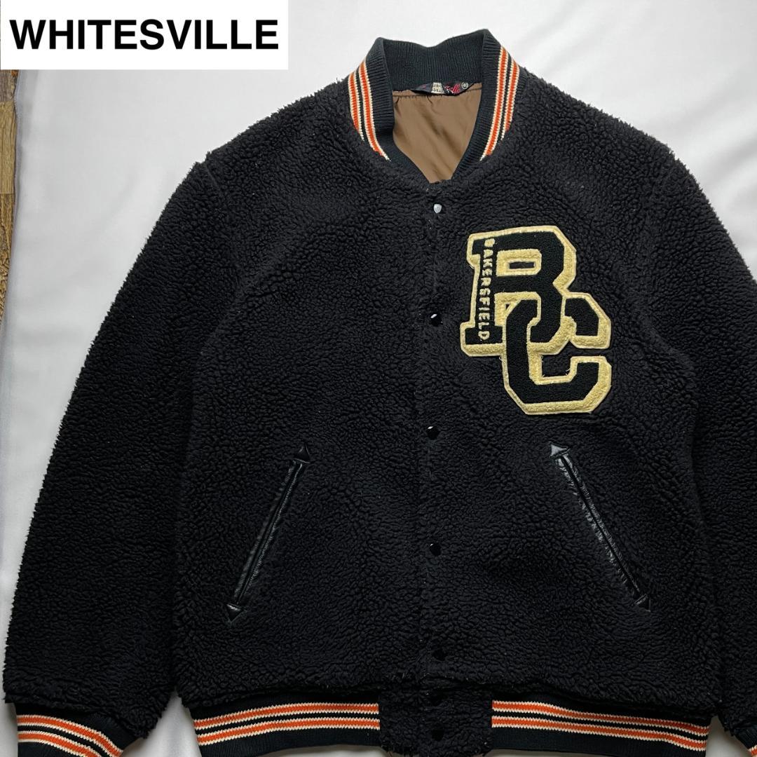 ホワイツビルレタードワッペンボアスタジャン黒ブラック40l東洋エンタープライズ