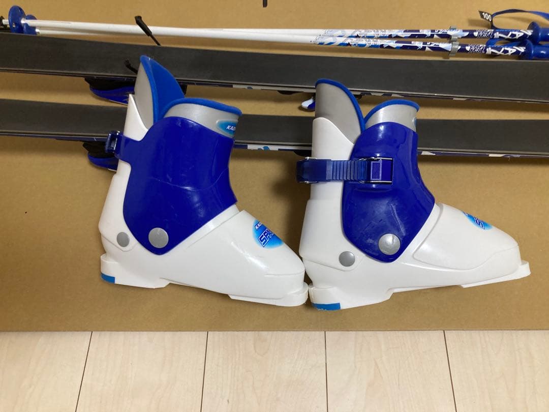 KAZAMA キッズ用スキー板126cm ブーツ23cm ストック100cm