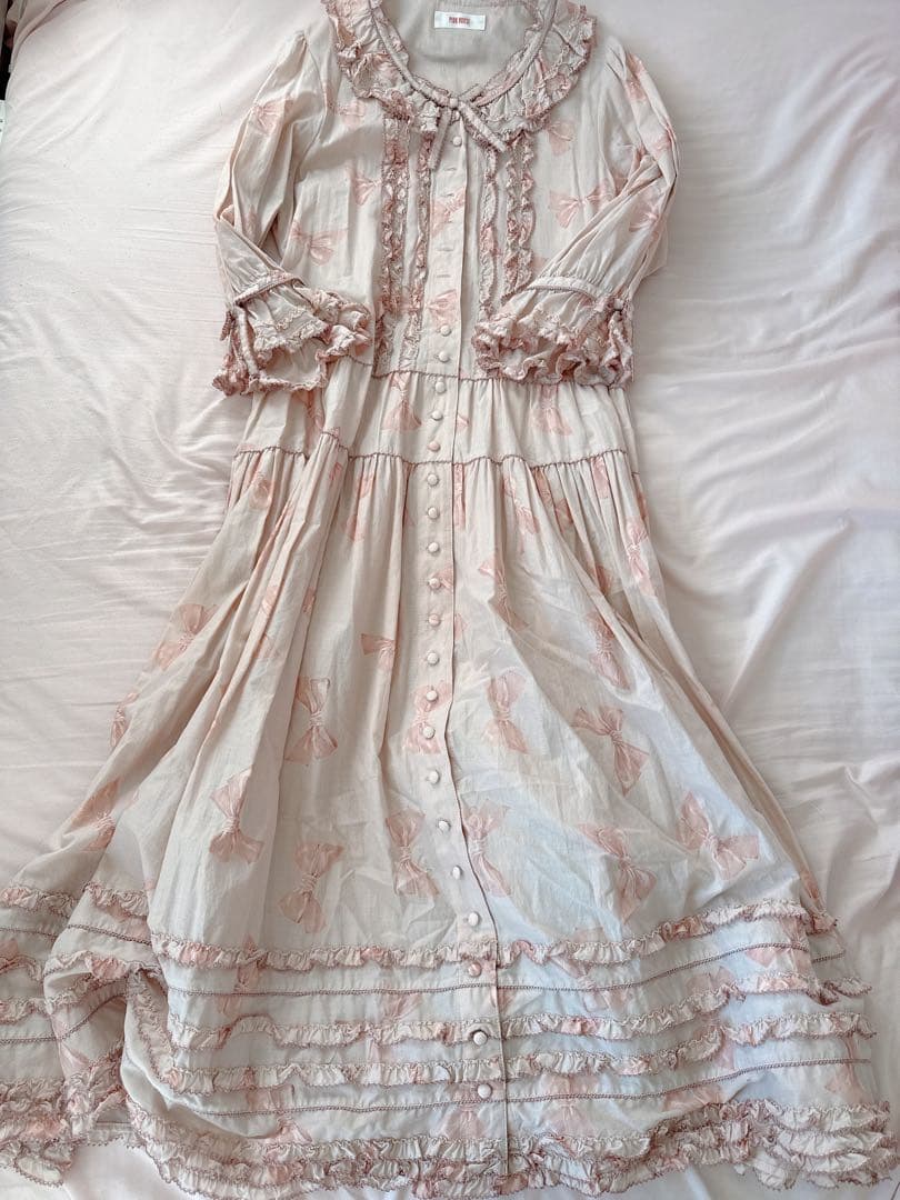 【週末限定価格明日戻します】PINK HOUSE ♡リボン柄長袖ワンピース