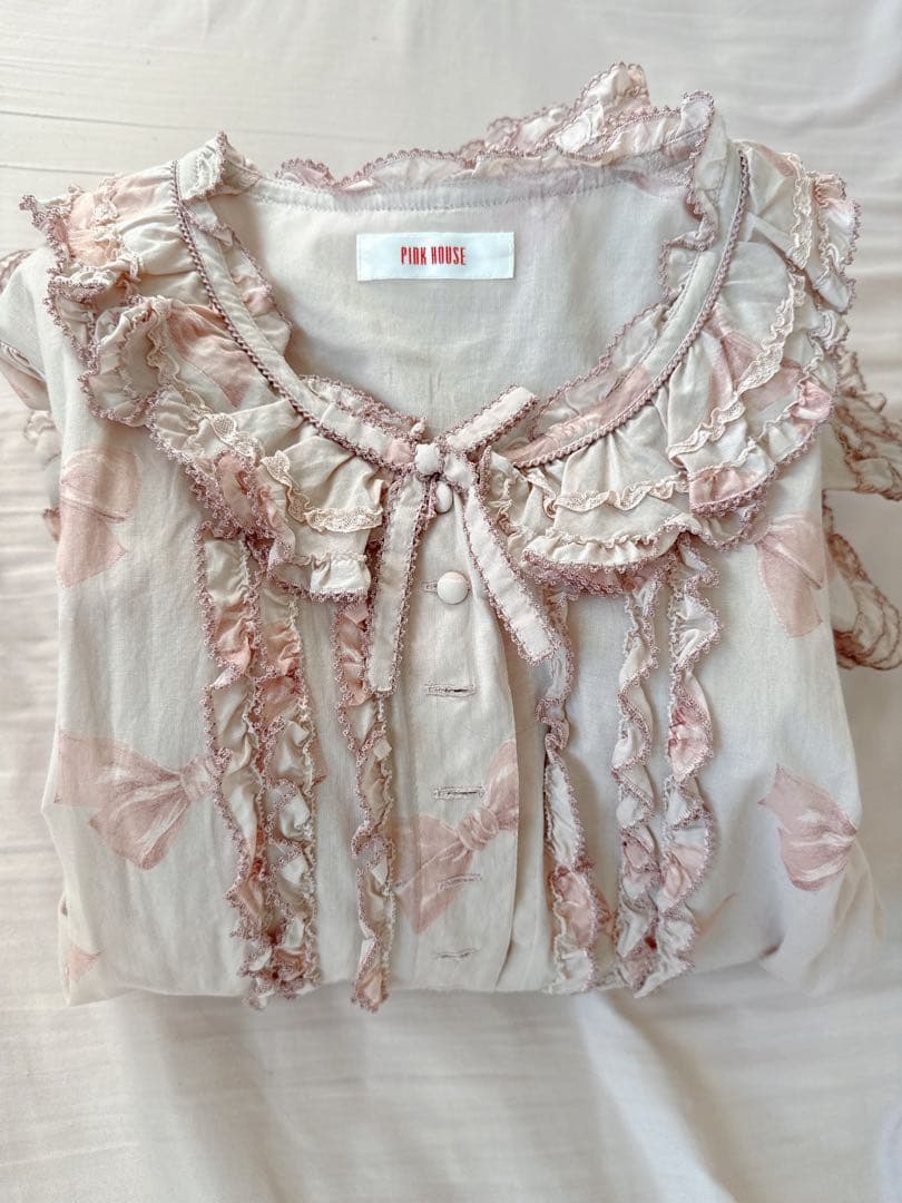 【週末限定価格明日戻します】PINK HOUSE ♡リボン柄長袖ワンピース