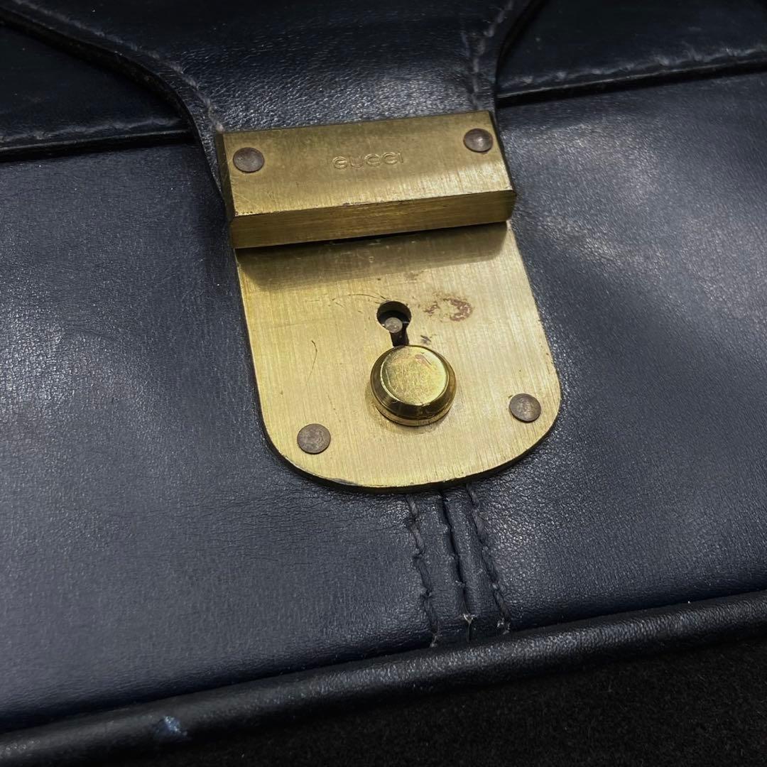 グッチ ボストンバッグ シェリーライン スエード レザー ブラック