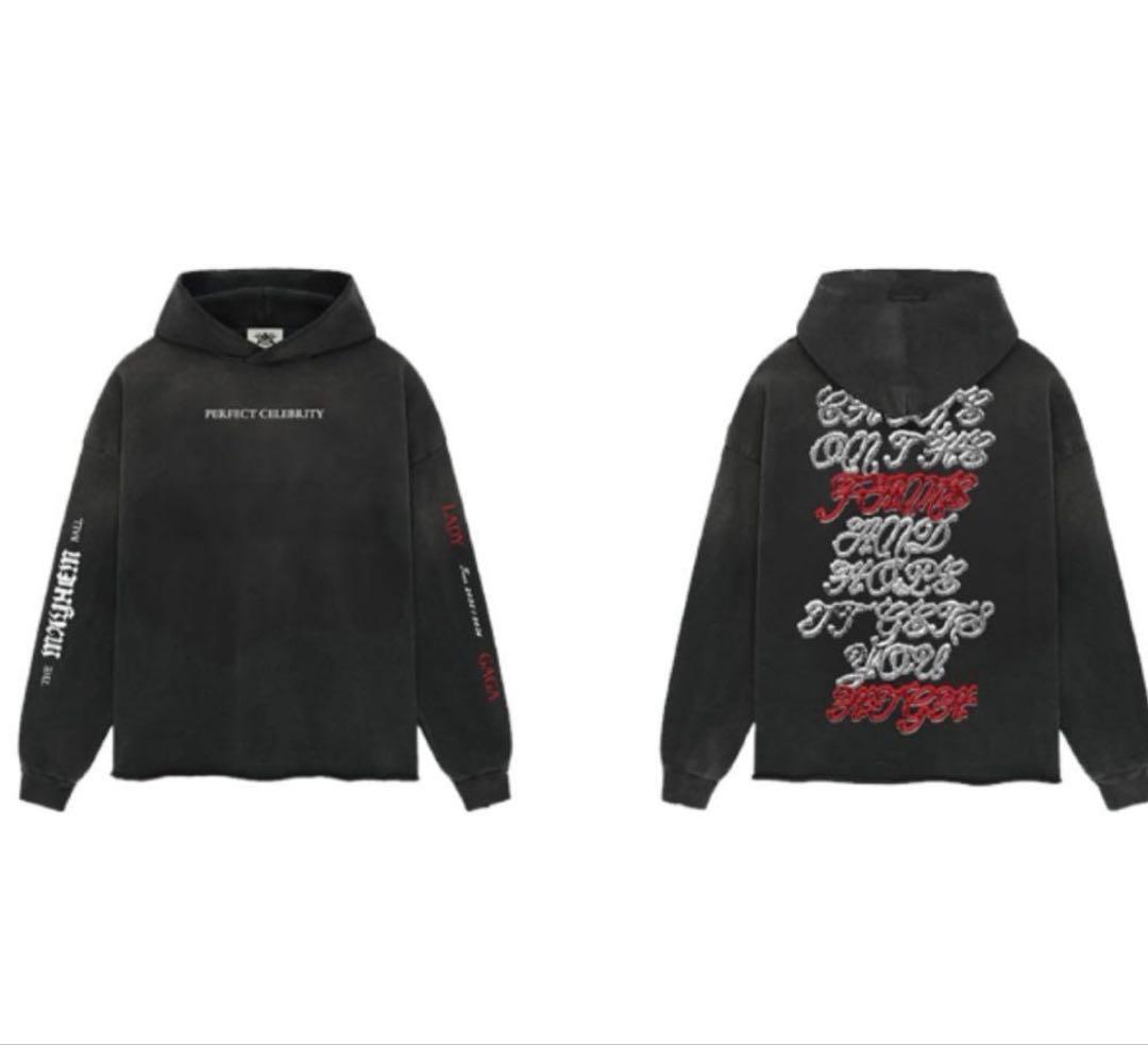 レディガガ　カラフル刺繍 フード付きパーカー