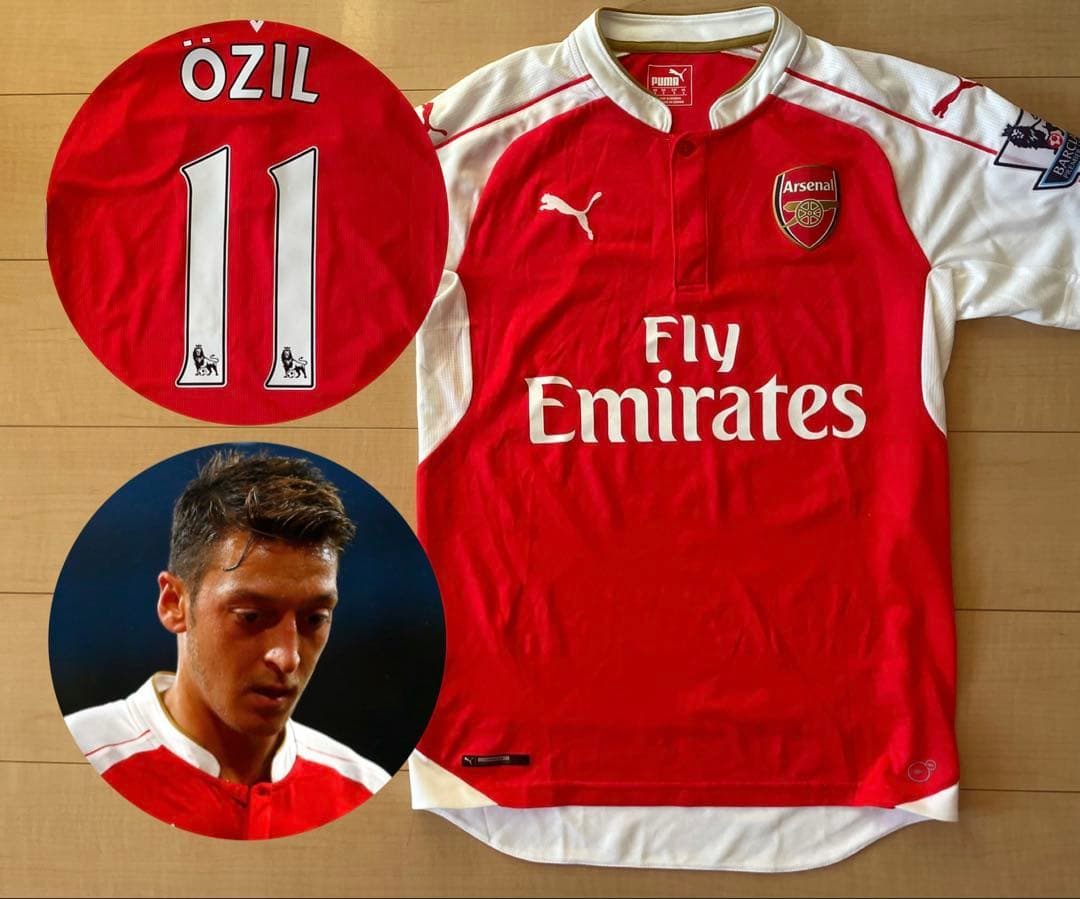 プーマプレミアリーグ15 16アーセナルFCサッカーユニフォームホームエジル赤白