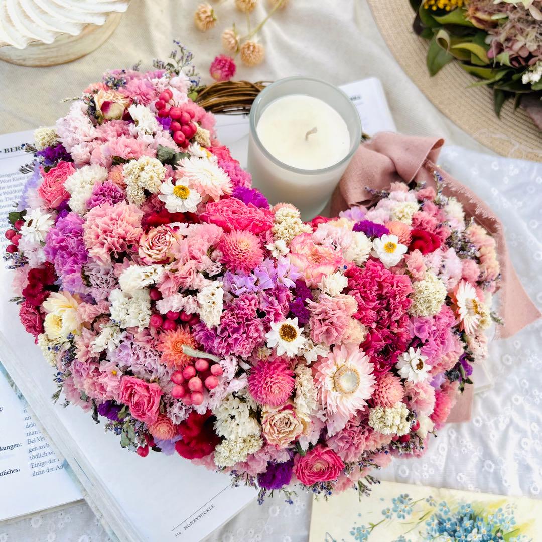 リース　ドライフラワー　ドライフラワーリース　スワッグ　ピンク　母の日　父の日