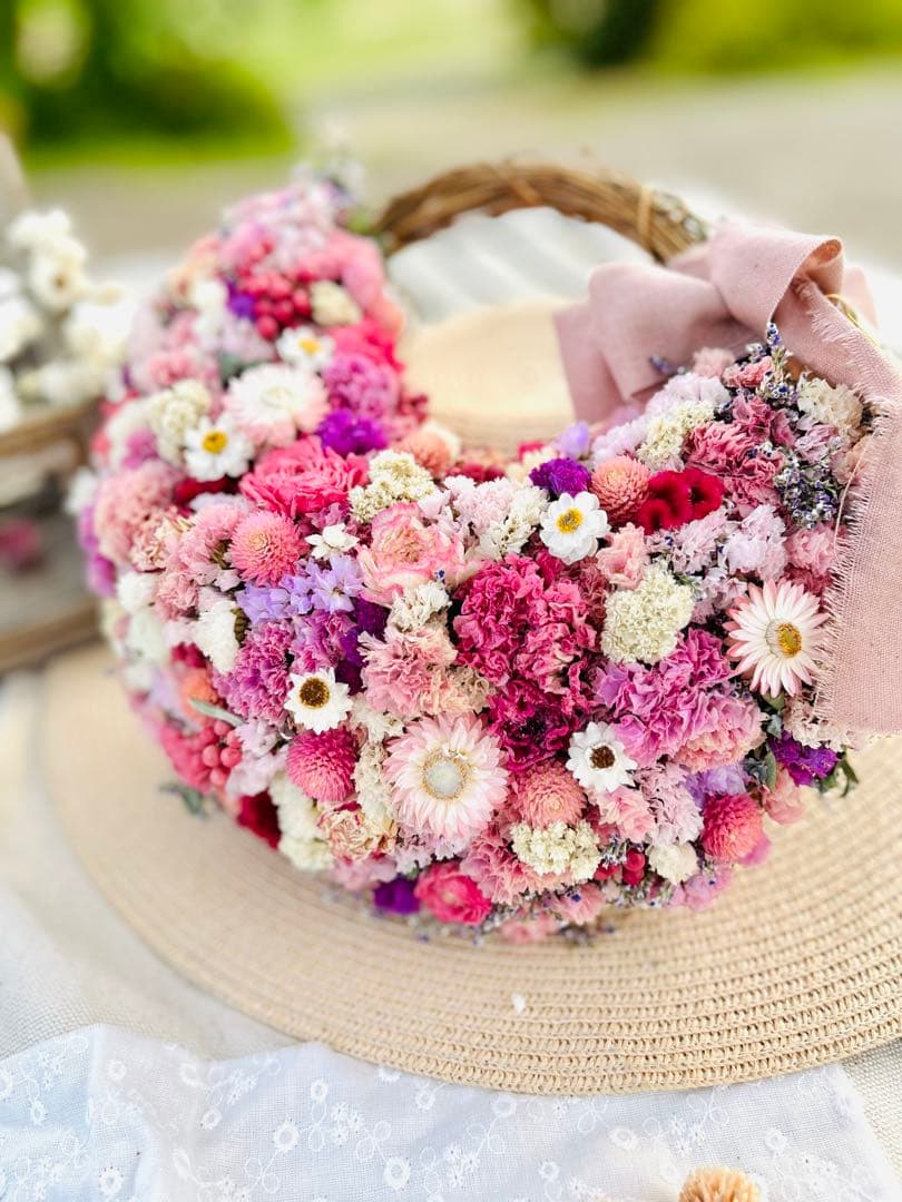 リース　ドライフラワー　ドライフラワーリース　スワッグ　ピンク　母の日　父の日