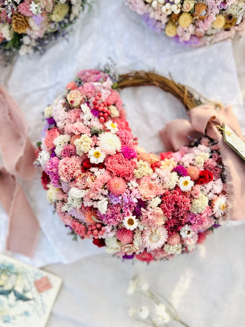 リース　ドライフラワー　ドライフラワーリース　スワッグ　ピンク　母の日　父の日