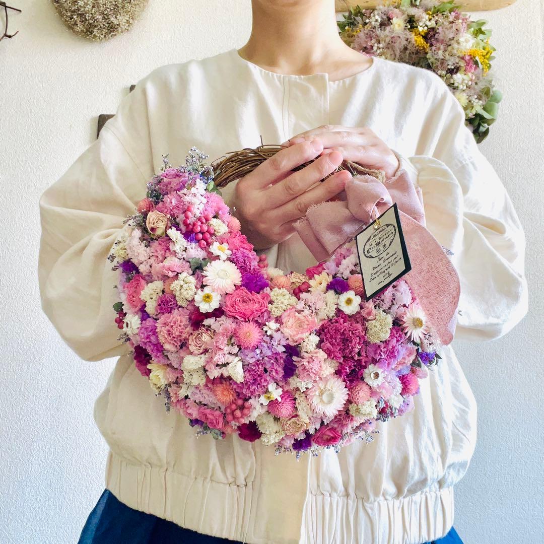 リース　ドライフラワー　ドライフラワーリース　スワッグ　ピンク　母の日　父の日