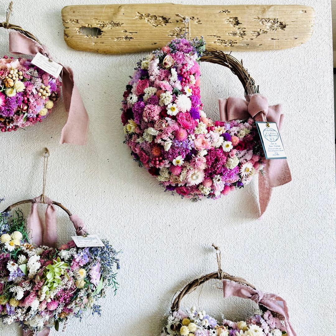 リース　ドライフラワー　ドライフラワーリース　スワッグ　ピンク　母の日　父の日