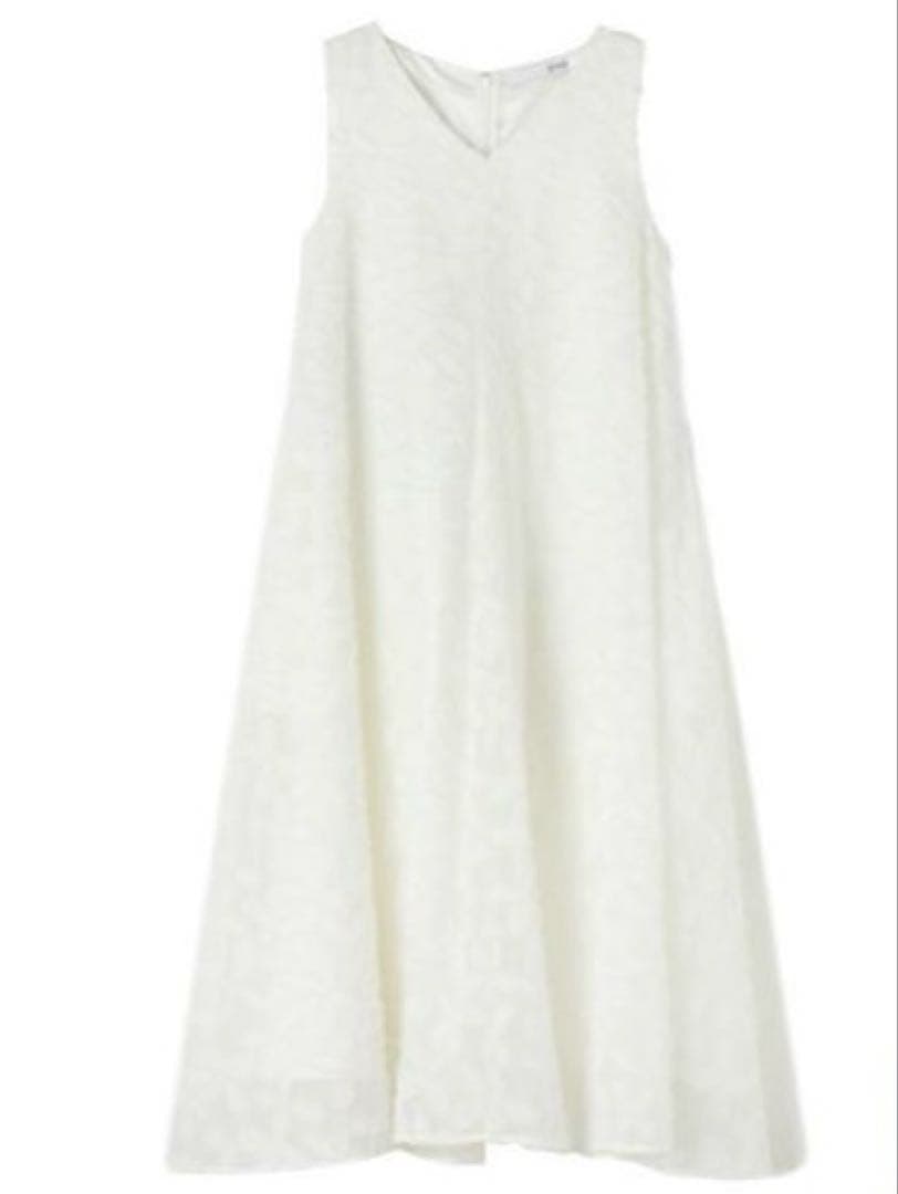 JENNE定価30800円カットジャガードAラインワンピースLホワイト