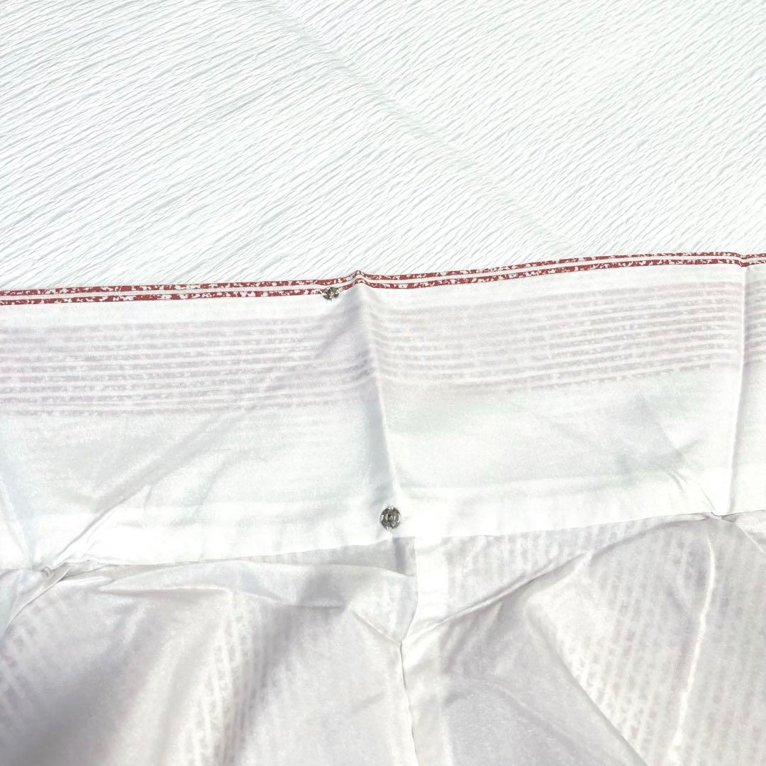 【良品✨】東レシルック　さんび　洗える着物　小紋　かすれ染め　縦縞　白色　B1