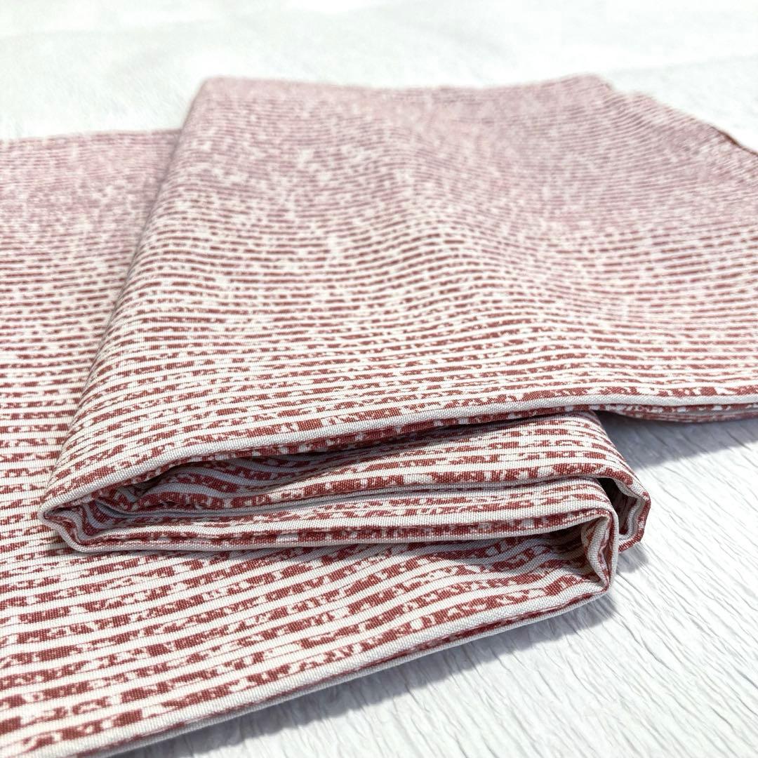 【良品✨】東レシルック　さんび　洗える着物　小紋　かすれ染め　縦縞　白色　B1