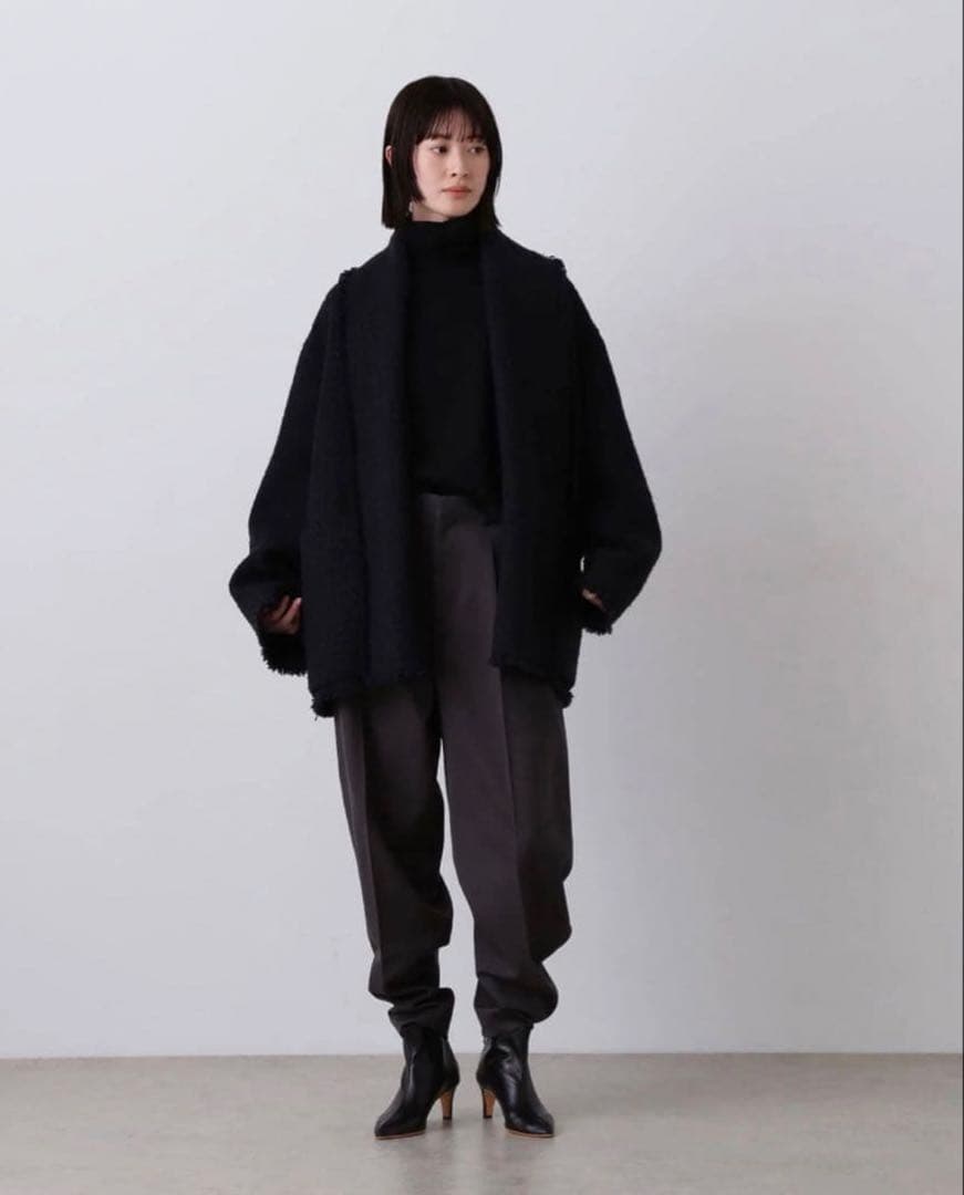 YLÈVEイレーヴ ツイードカラーショールガウンコート