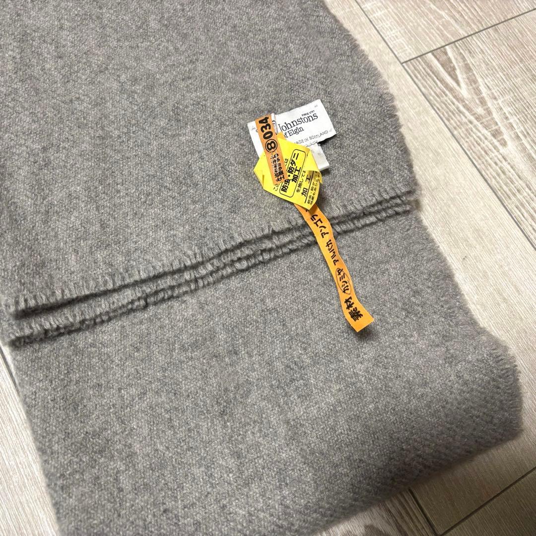 Johnstons of Elgin カシミヤマフラーストール　グレー