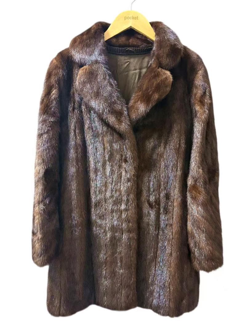 ミンクコート　袖デザイン　毛皮　リアルファー　柔らか　着丈80cm