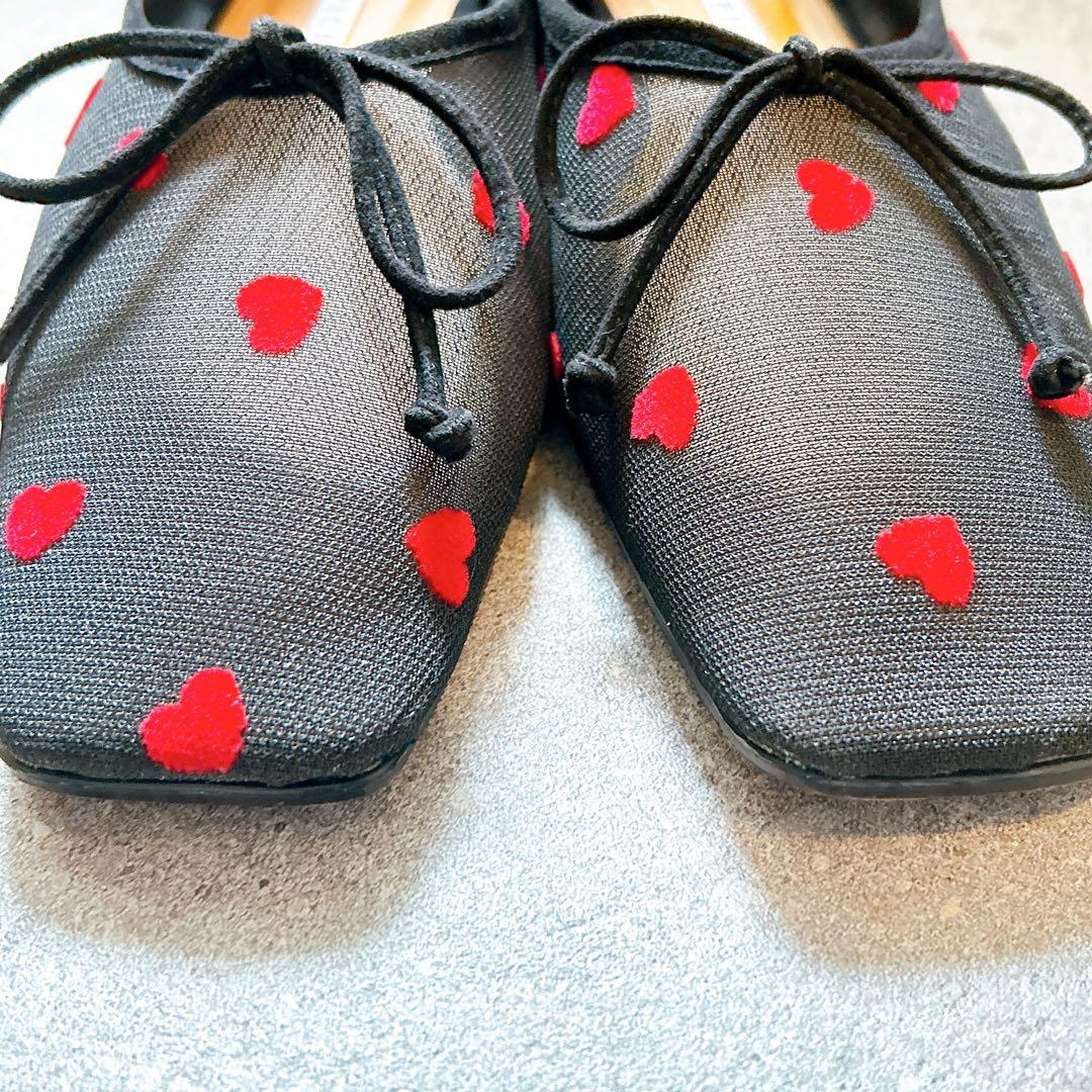 今期モデル PIPPICHIC ハート柄フラットシューズ　37