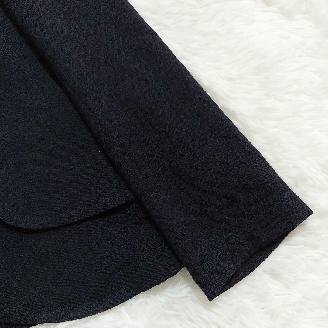 リミフゥ　ジャケット　オープンフロント ウール　ドレープ　濃紺