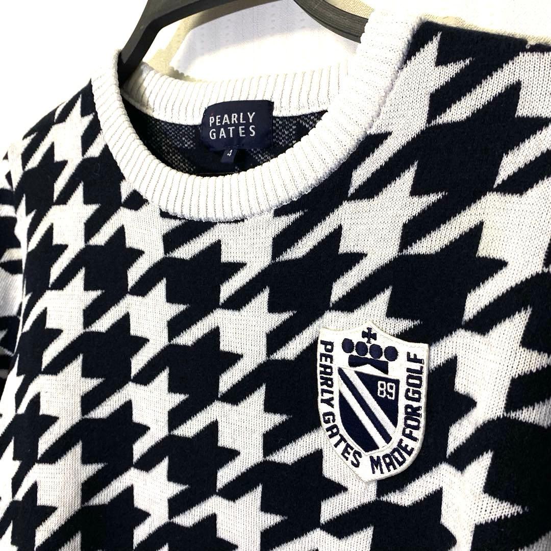PEARLY GATES パーリーゲイツ 千鳥柄 ウール混 ニット 4