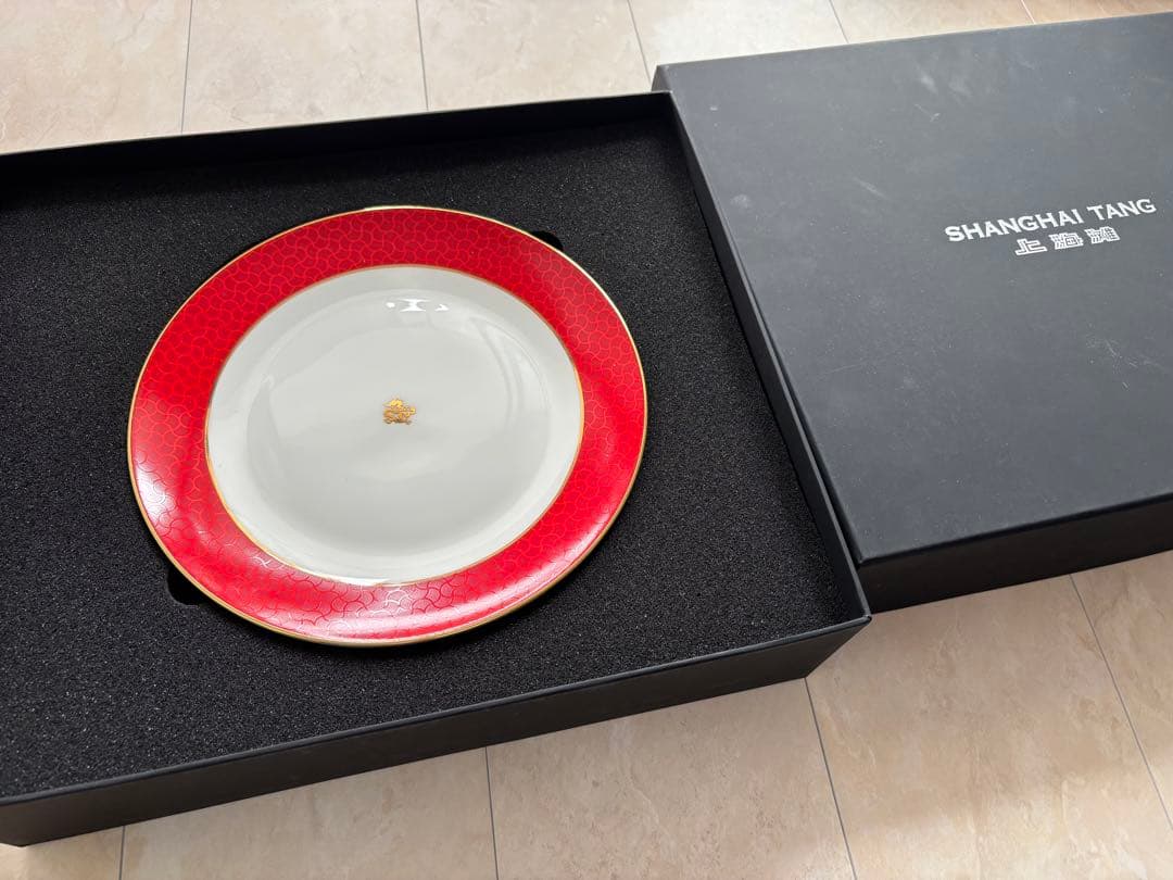 SHANGHAI TANG 赤い花柄皿セット