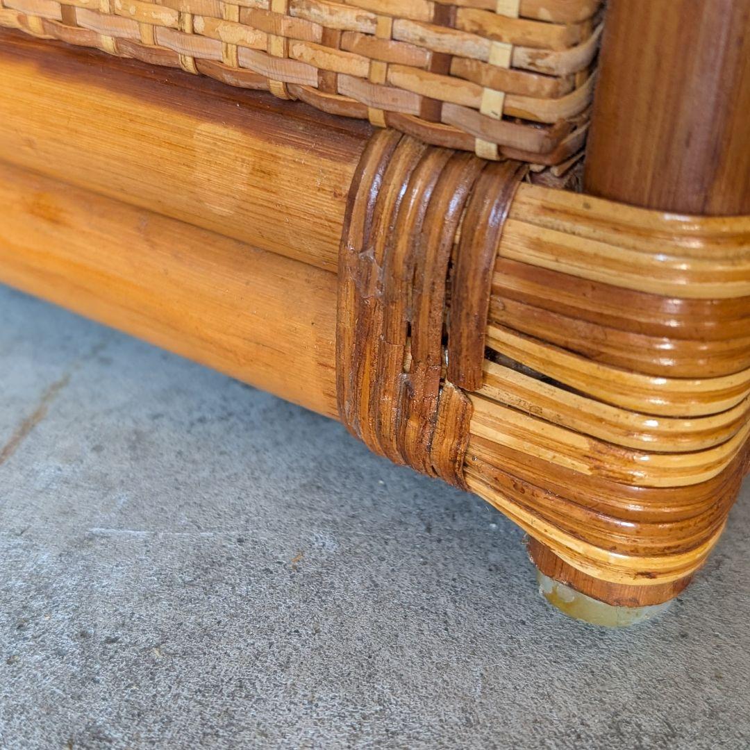 【古家具】ヴィンテージ・ラタンの小さめローチェスト　ローボード キャビネット