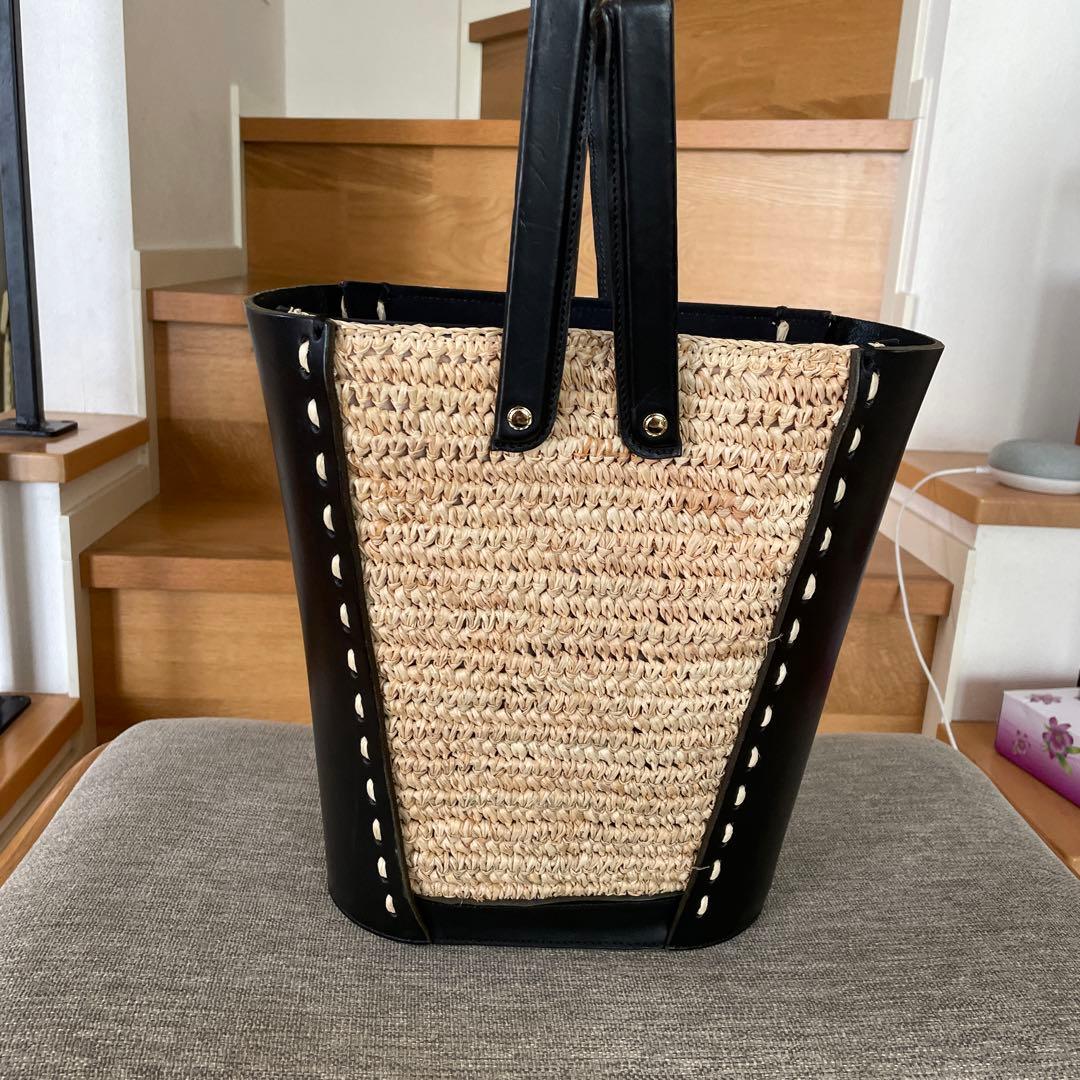 LUDLOWラドロー　ヌメ×ラフィア　バケツバスケット　バッグ