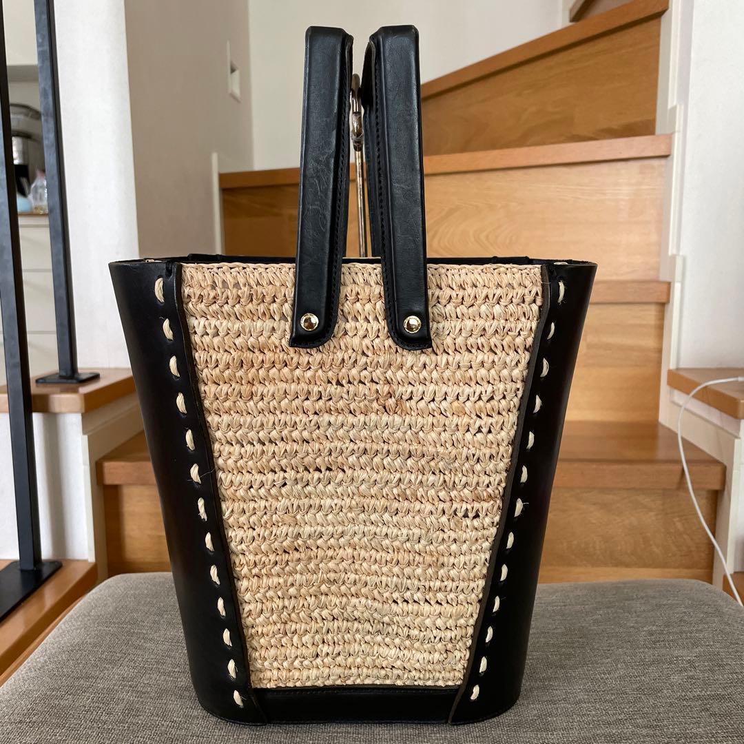 LUDLOWラドロー　ヌメ×ラフィア　バケツバスケット　バッグ