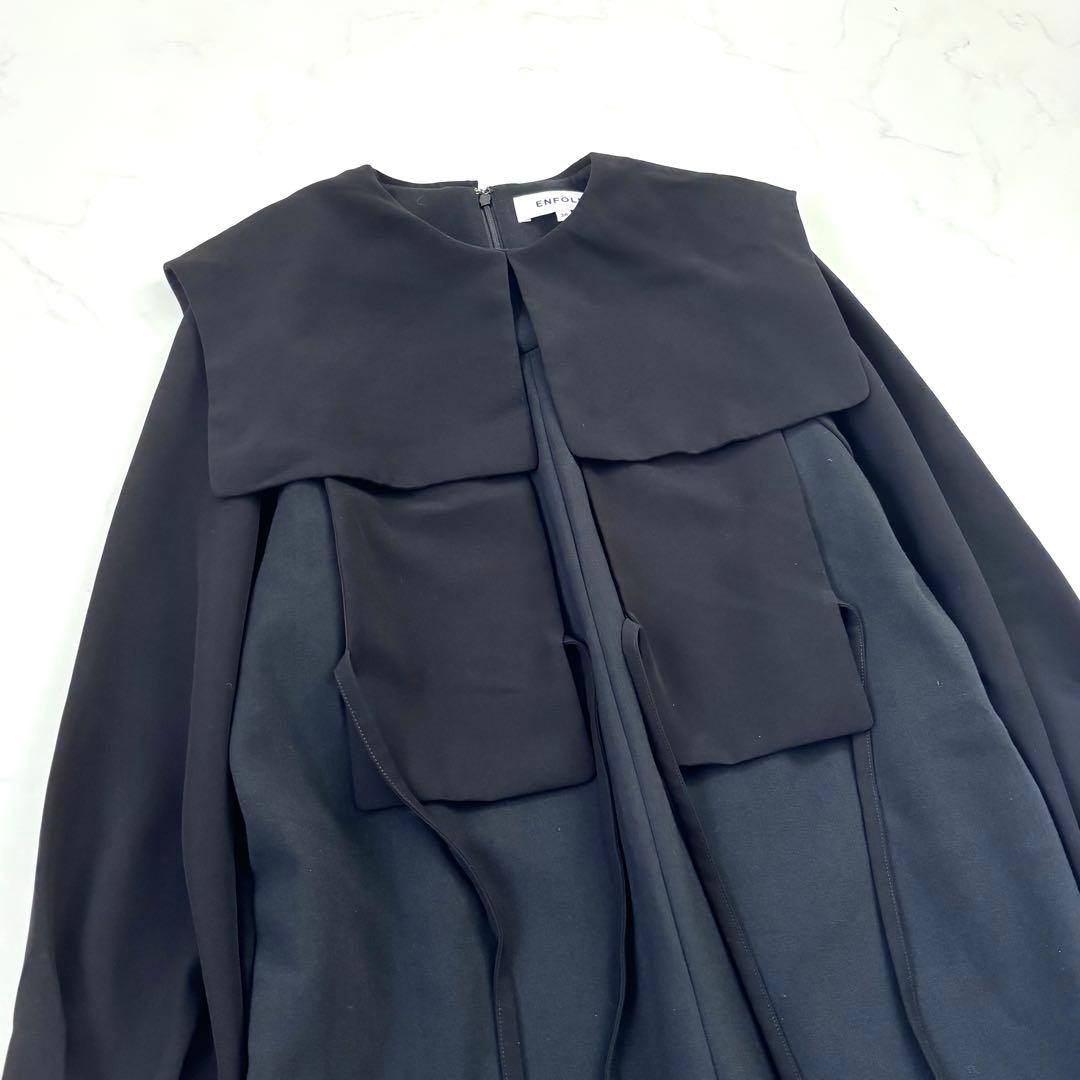【23SS】エンフォルド BLOUSE ALL-IN-ONE 異素材切替 黒 M