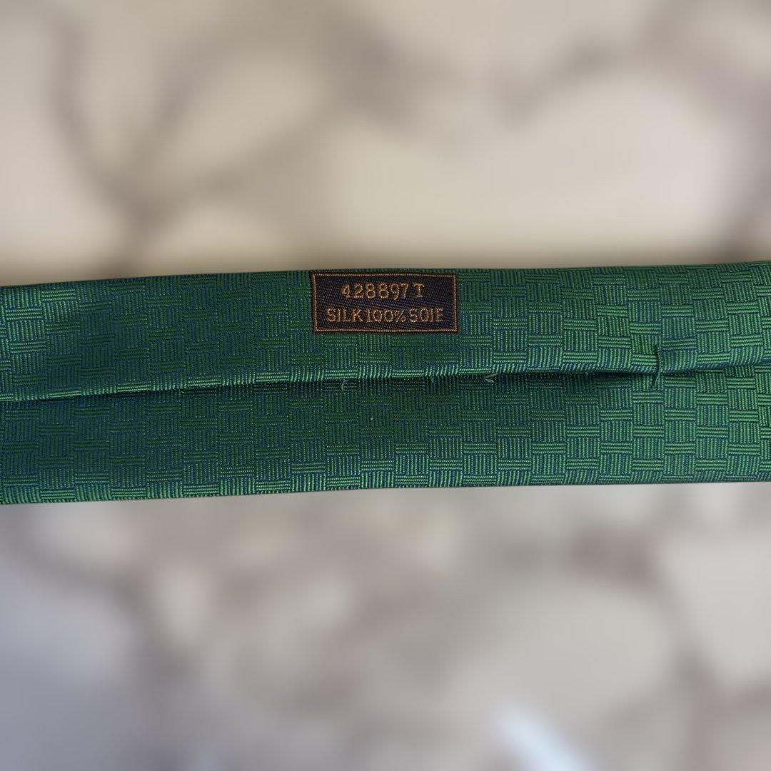【箱付き✨】HERMES ネクタイ　ファソネ　グリーン　緑　ゴルフ　ワンポイント