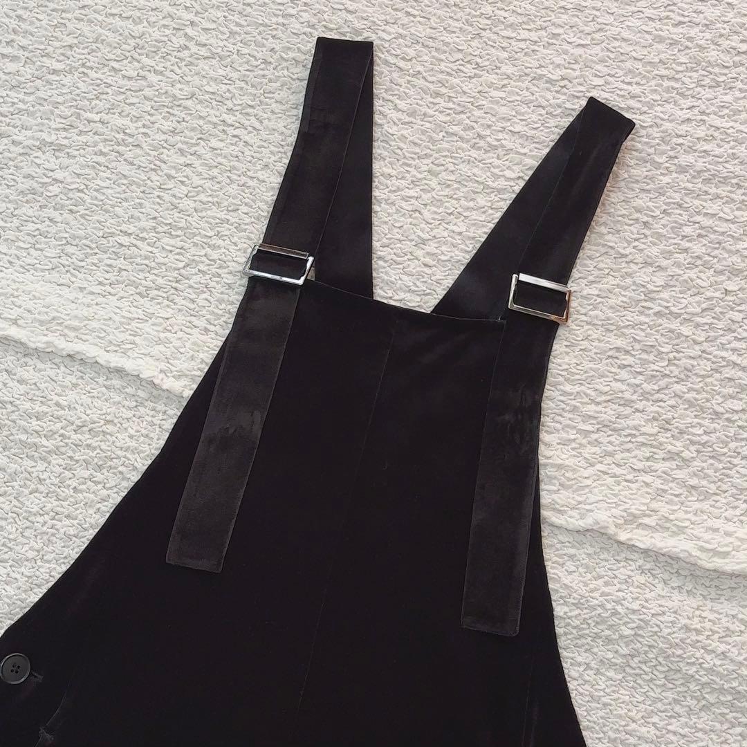 アンシェヌマン ベロア オーバーオール サロペット 黒 定価約3万円 ブラック