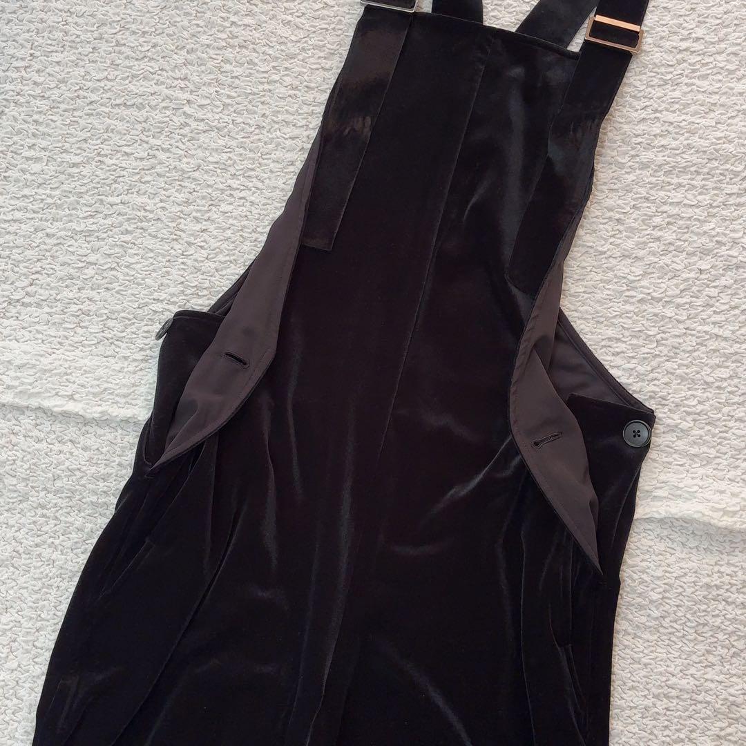 アンシェヌマン ベロア オーバーオール サロペット 黒 定価約3万円 ブラック