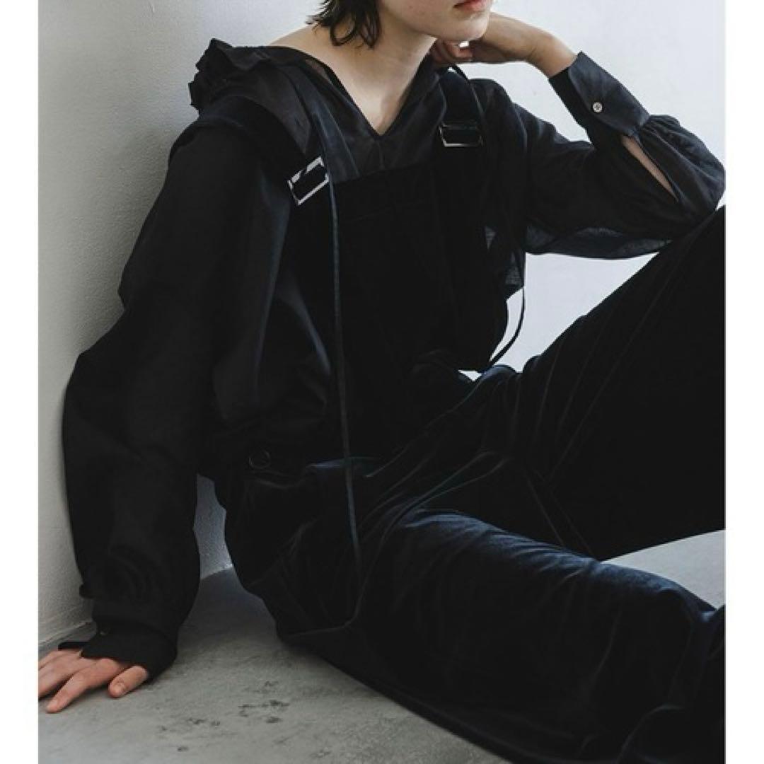 アンシェヌマン ベロア オーバーオール サロペット 黒 定価約3万円 ブラック