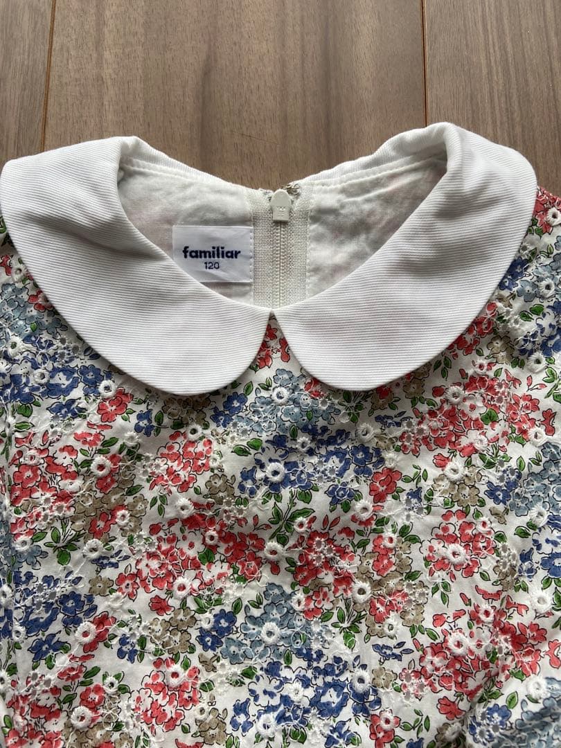 ファミリア 花柄ワンピース　紺ワンピース　120