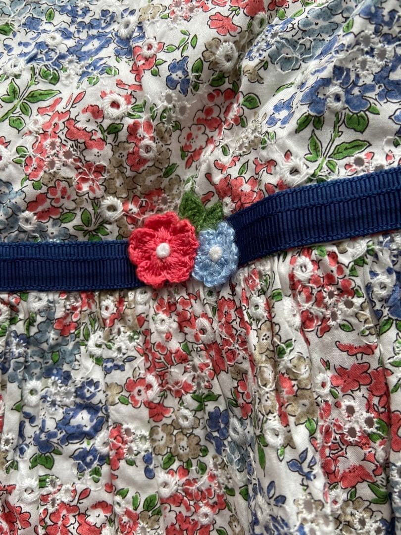 ファミリア 花柄ワンピース　紺ワンピース　120