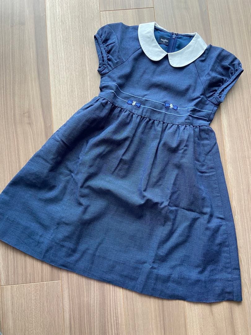 ファミリア 花柄ワンピース　紺ワンピース　120