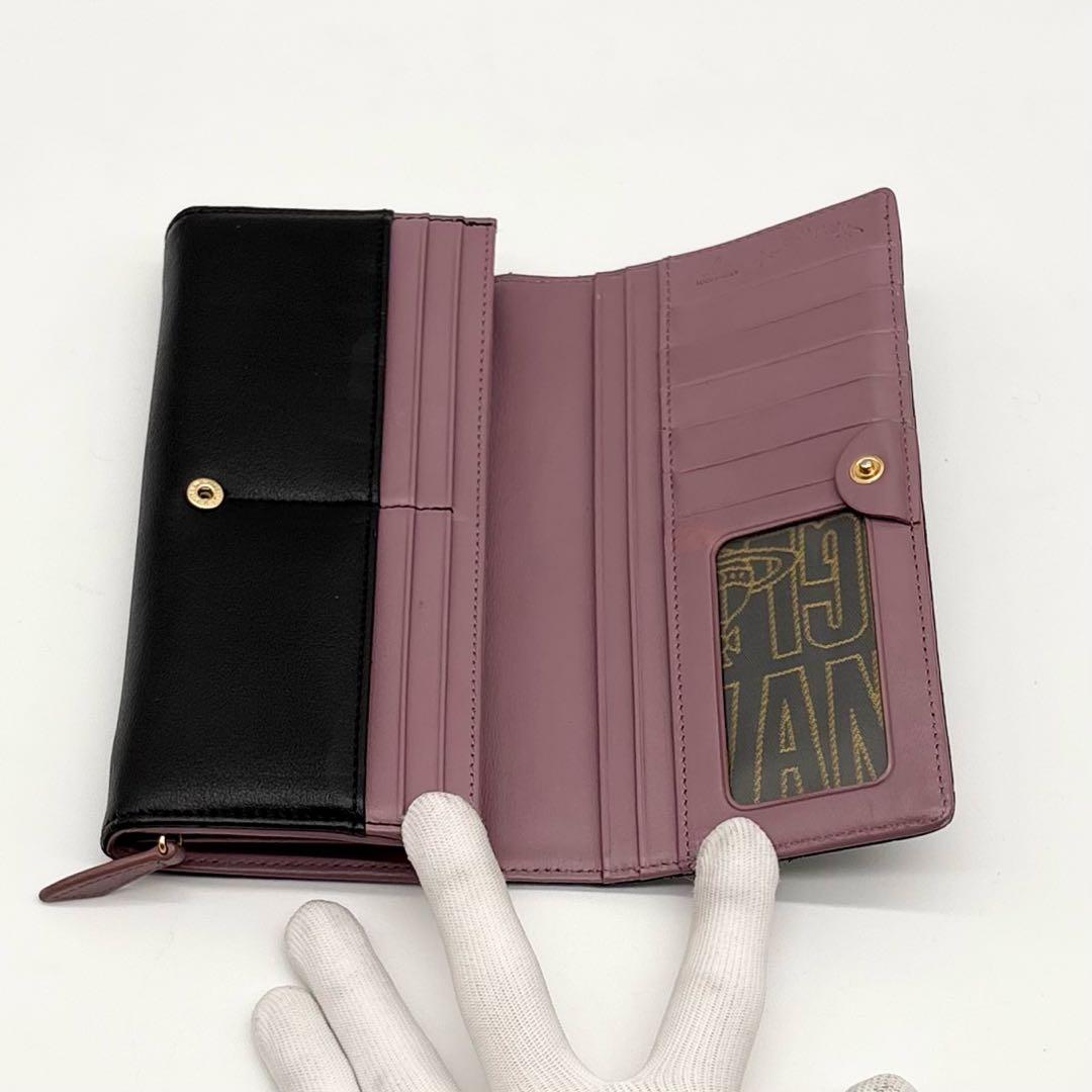【極美品】ヴィヴィアンウエストウッド レザー 長財布 オーブ フラップ ブラック