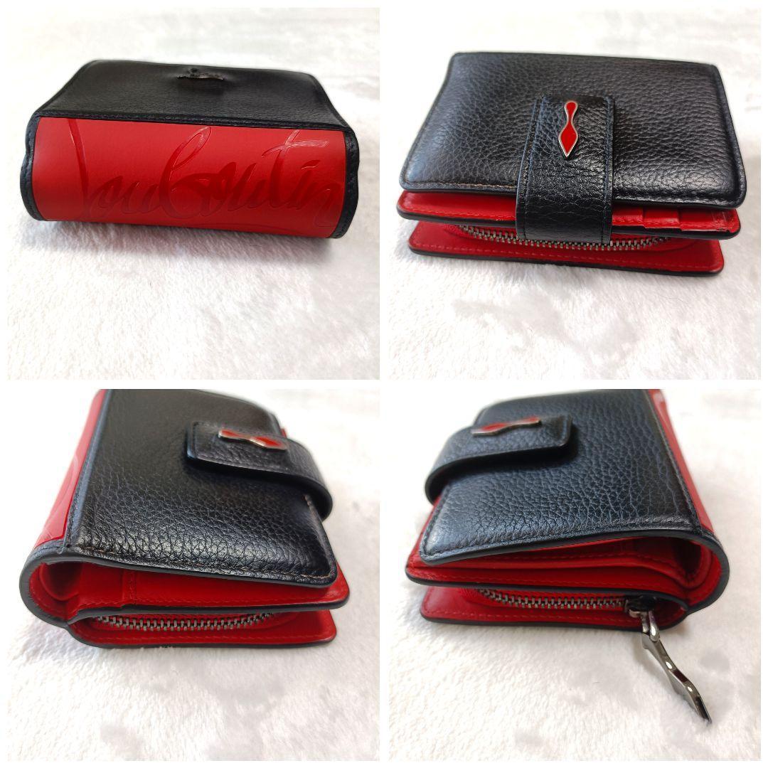 極美品♪クリスチャンルブタン 二つ折り財布 パロマ ミニウォレット 黒 赤 箱付