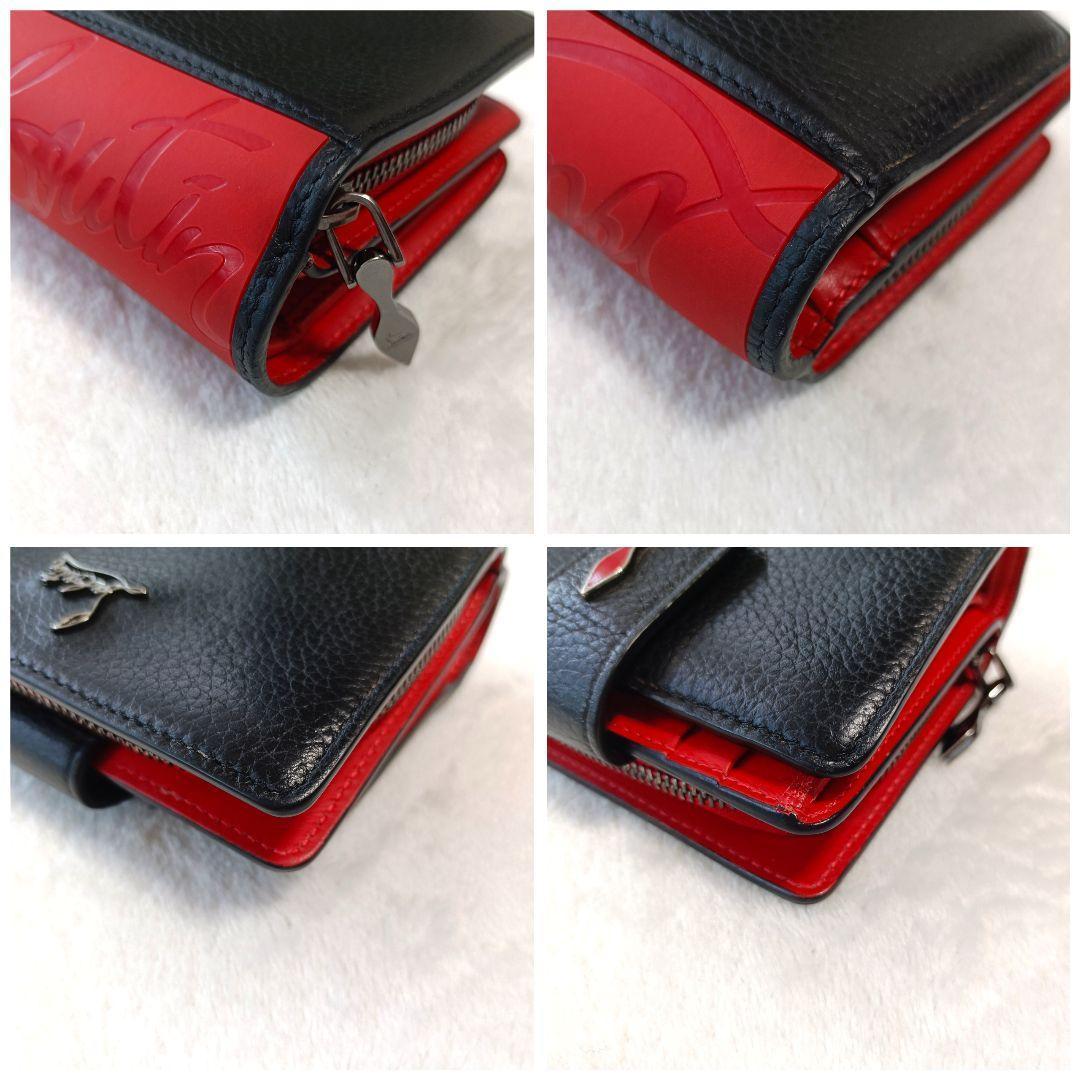 極美品♪クリスチャンルブタン 二つ折り財布 パロマ ミニウォレット 黒 赤 箱付