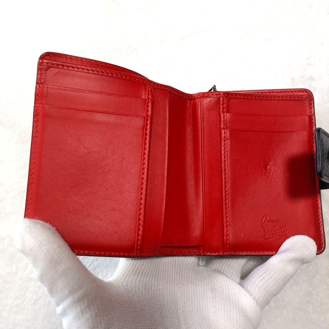 極美品♪クリスチャンルブタン 二つ折り財布 パロマ ミニウォレット 黒 赤 箱付