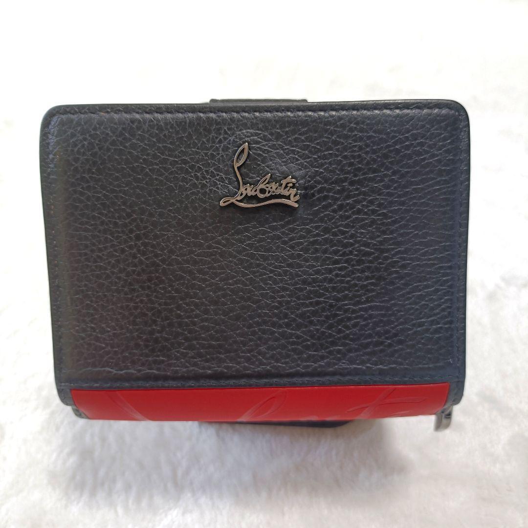 極美品♪クリスチャンルブタン 二つ折り財布 パロマ ミニウォレット 黒 赤 箱付