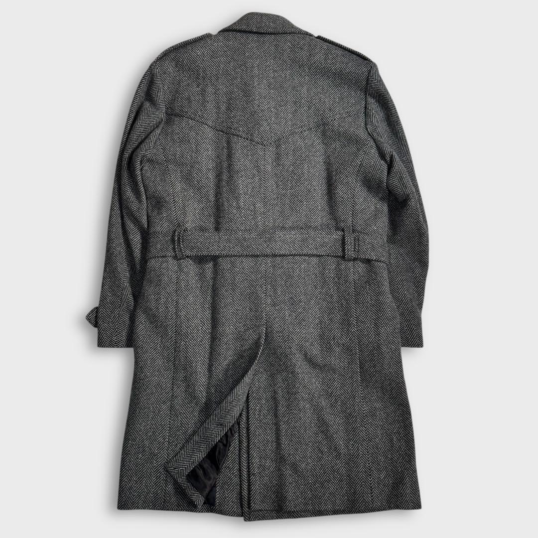 近年 美品 L ポールスミス カシミヤ ヘリンボーン ダブルチェスターコート