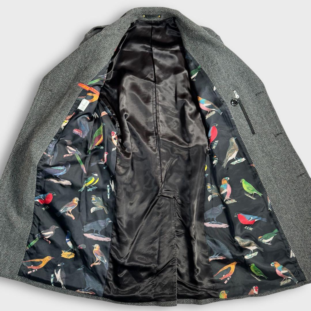 近年 美品 L ポールスミス カシミヤ ヘリンボーン ダブルチェスターコート